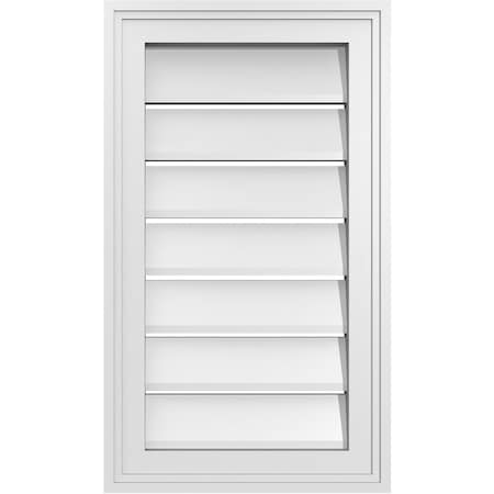 Ekena Millwork Vertical Surface Mount PVC Gable Vent: Functional, w/ 2"W x 1-1/2"P Brickmould Frame, 14"W x 24"H GVPVE14X2402SF